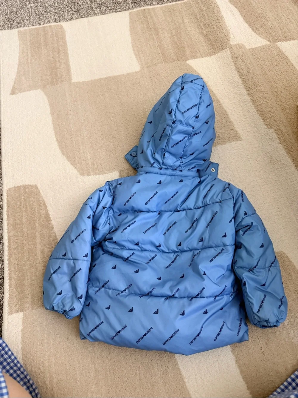 Emporio Armani Light Blue Puffer Jacket with Hood